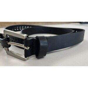 White Stag - Belt Women's Solid Black w/Silvertone Square Buckle - Size M/L -NWT
